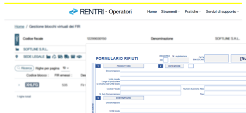 La schermata con il formulario rifiuti